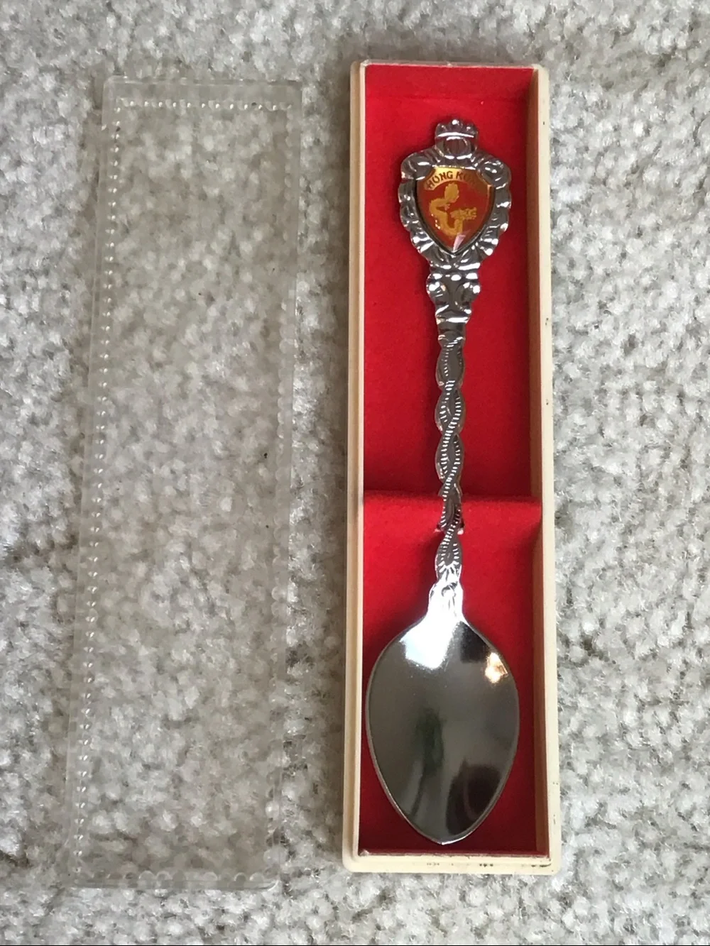 Vintage Hong Kong Golden Dragon Collectible Spoon in original package, 4 3/4”